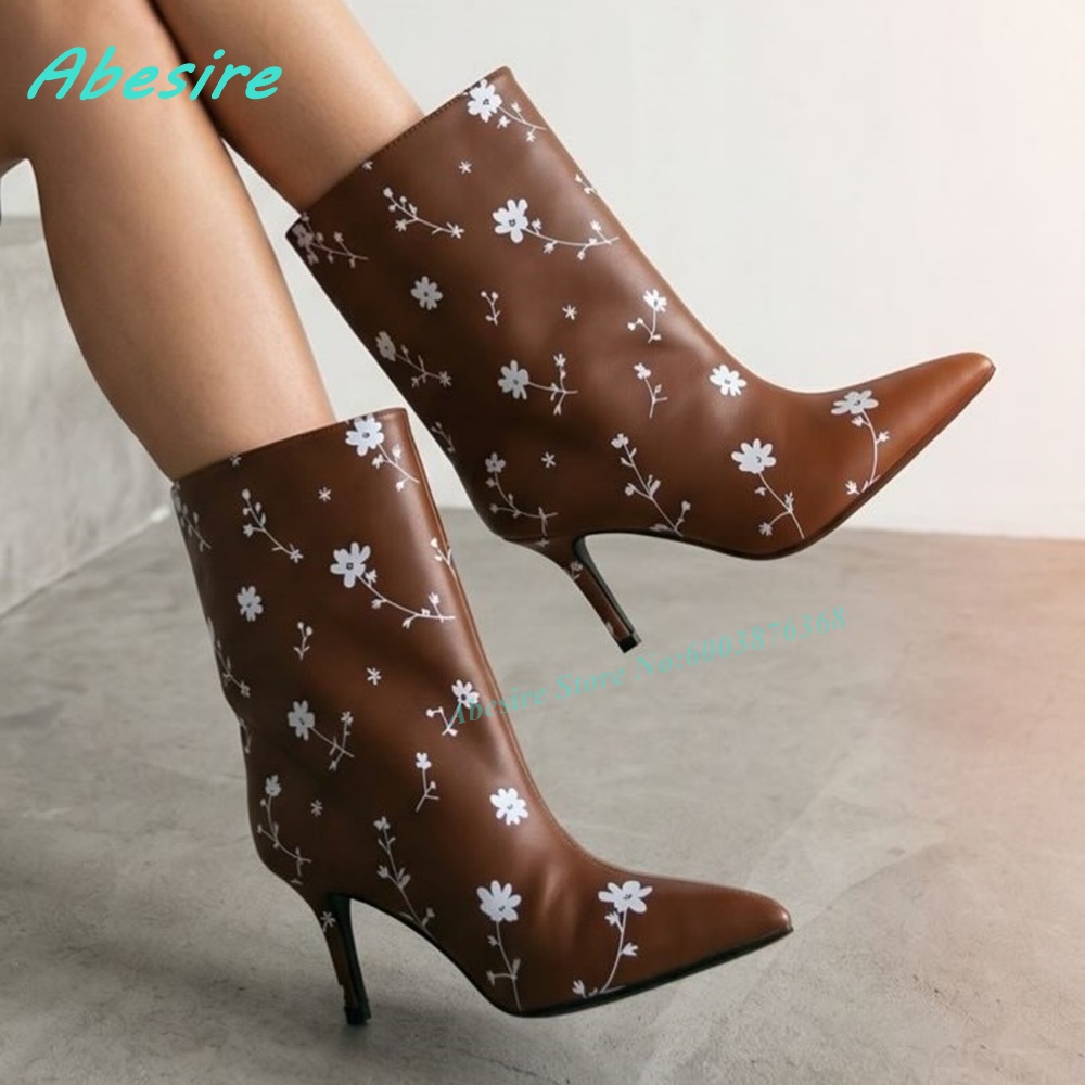 White Blue Floral Print Ankle  - Street Fashion Y2K review and price